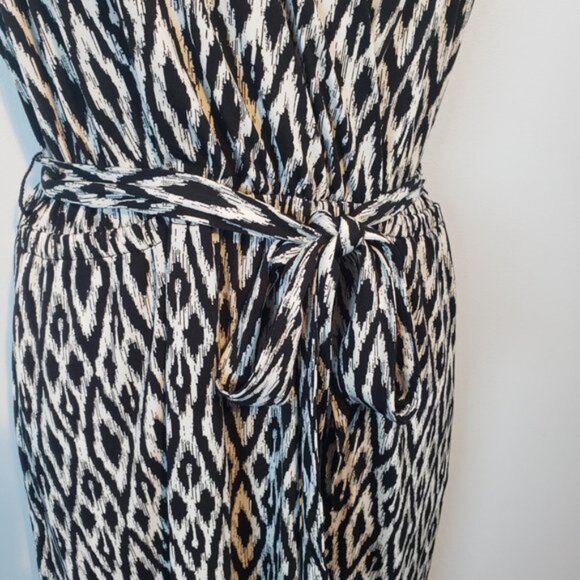 Banana Republic Stretch Short Sleeve Black White Print Dress Medium M / R21 - Picture 4 of 6